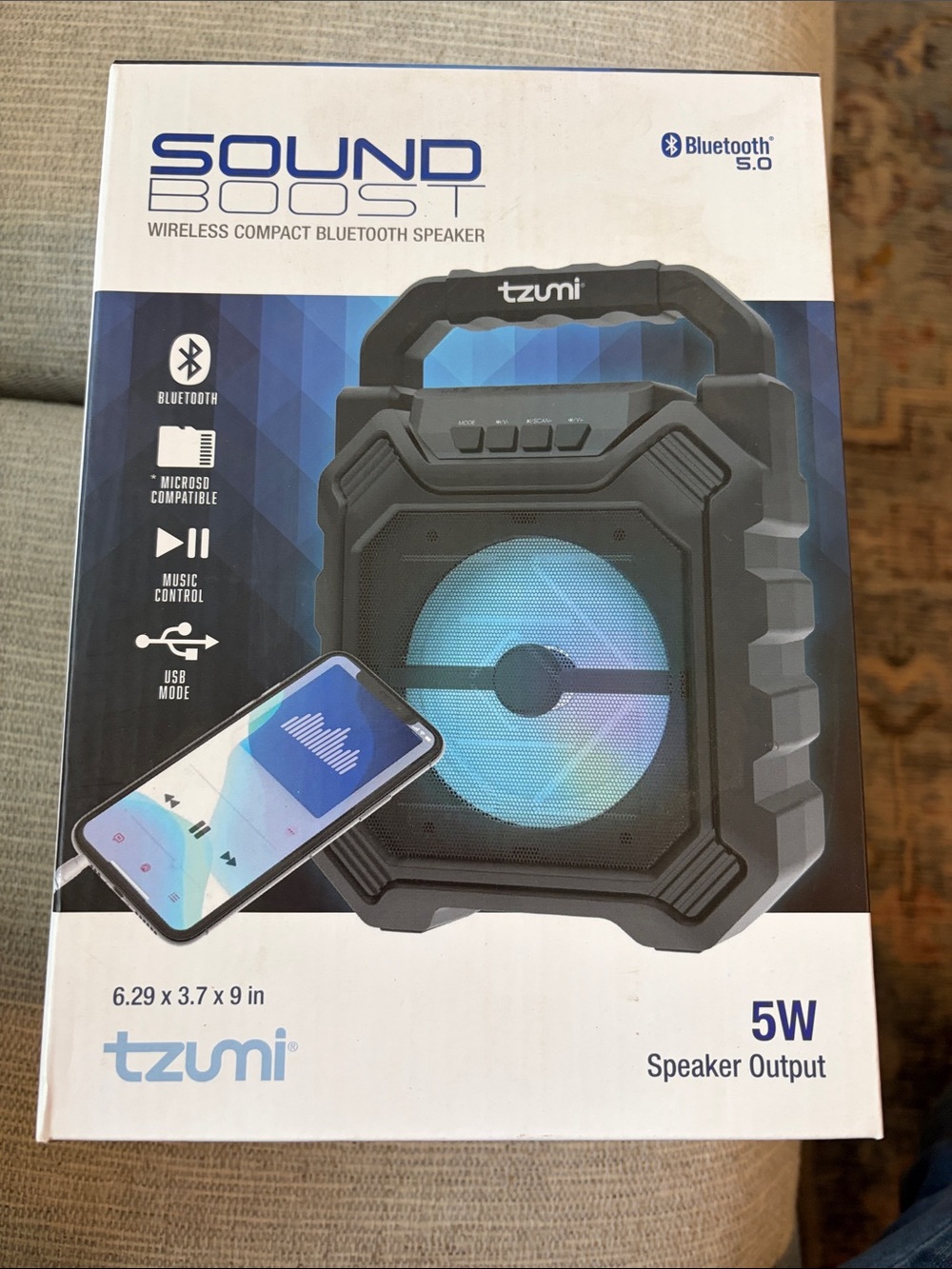 tzumi Sound Boss Wireless Portable Bluetooth Speaker - Black with RGB Light